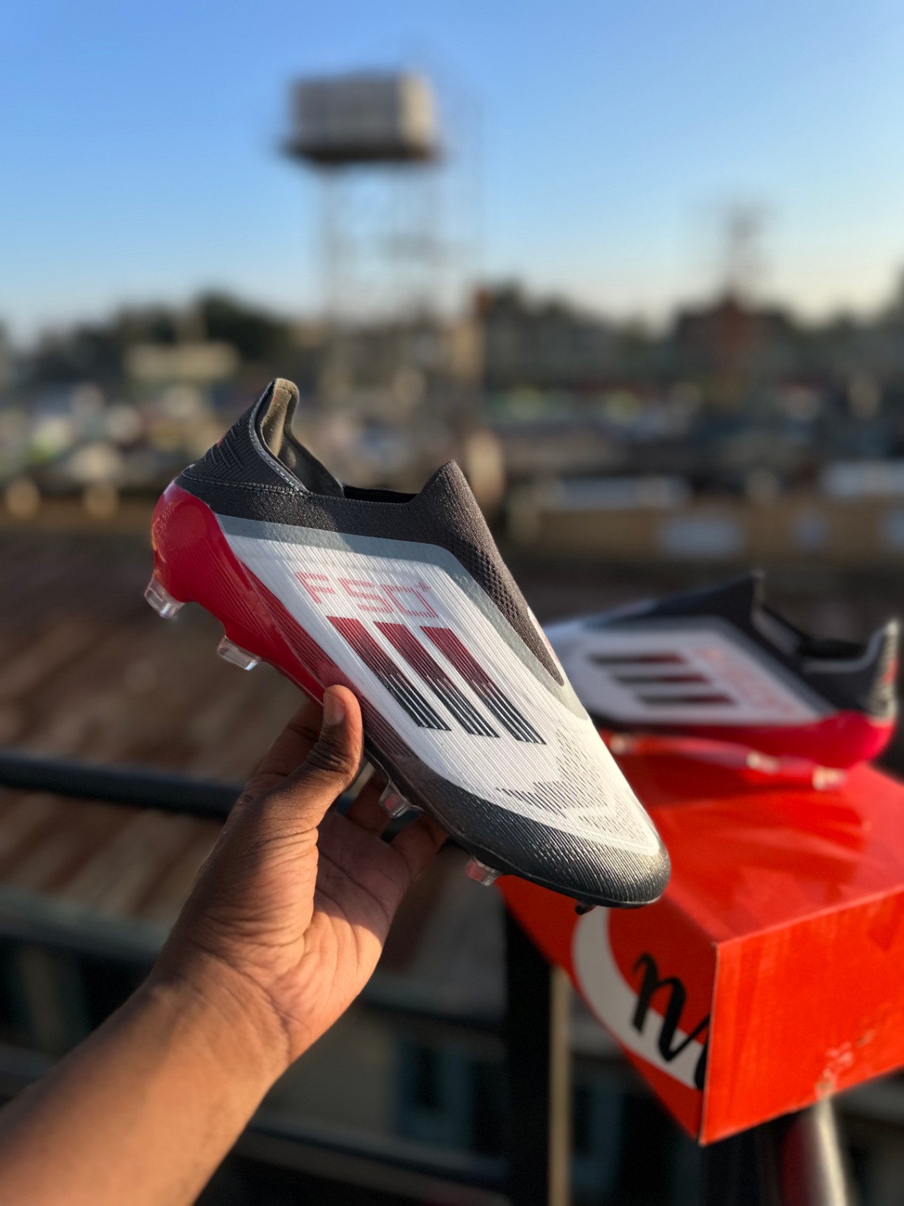 Adidas F50+ Elite Laceless FG - White/Solar Red/Black