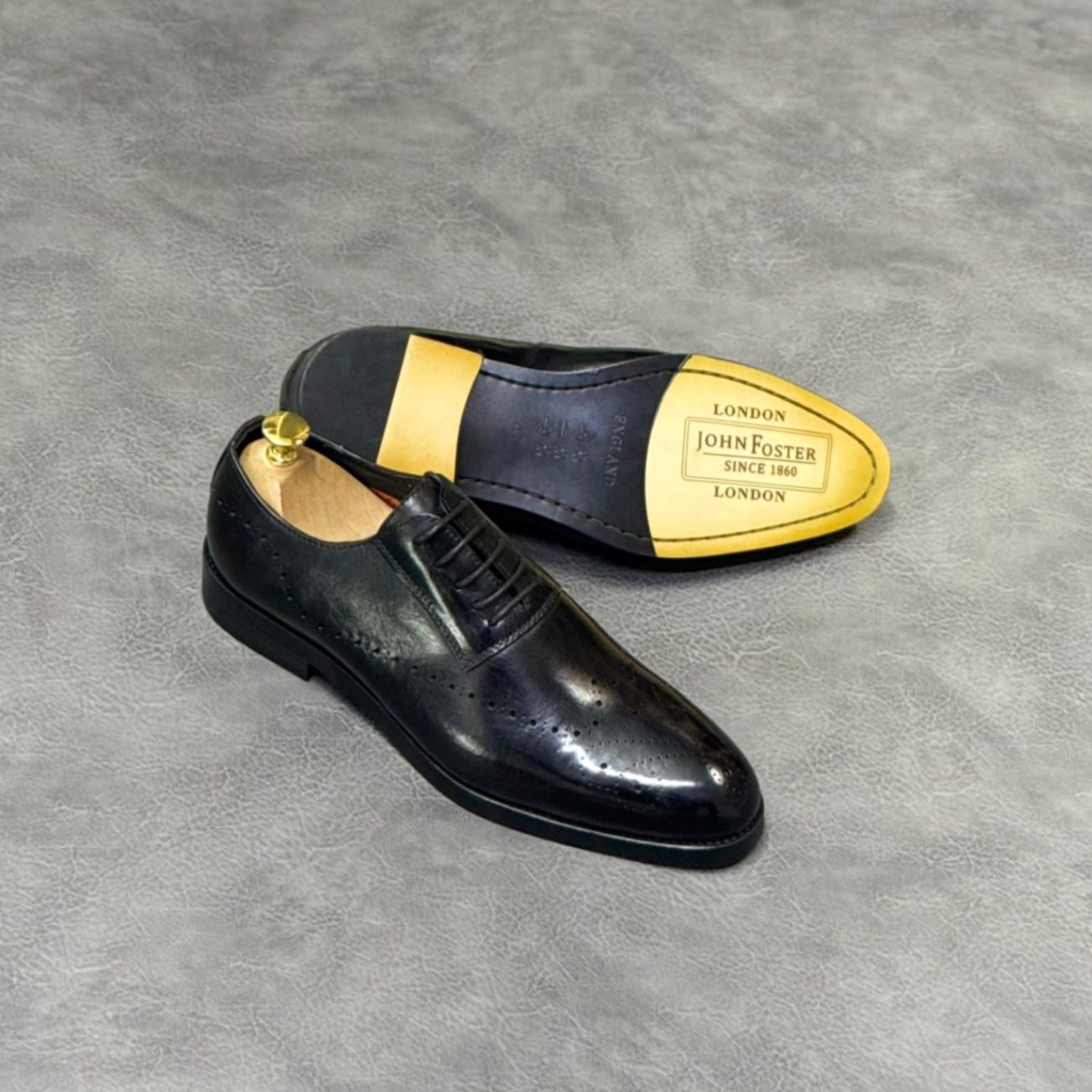 John Foster Medallion Punch-Toe Oxford Shoes