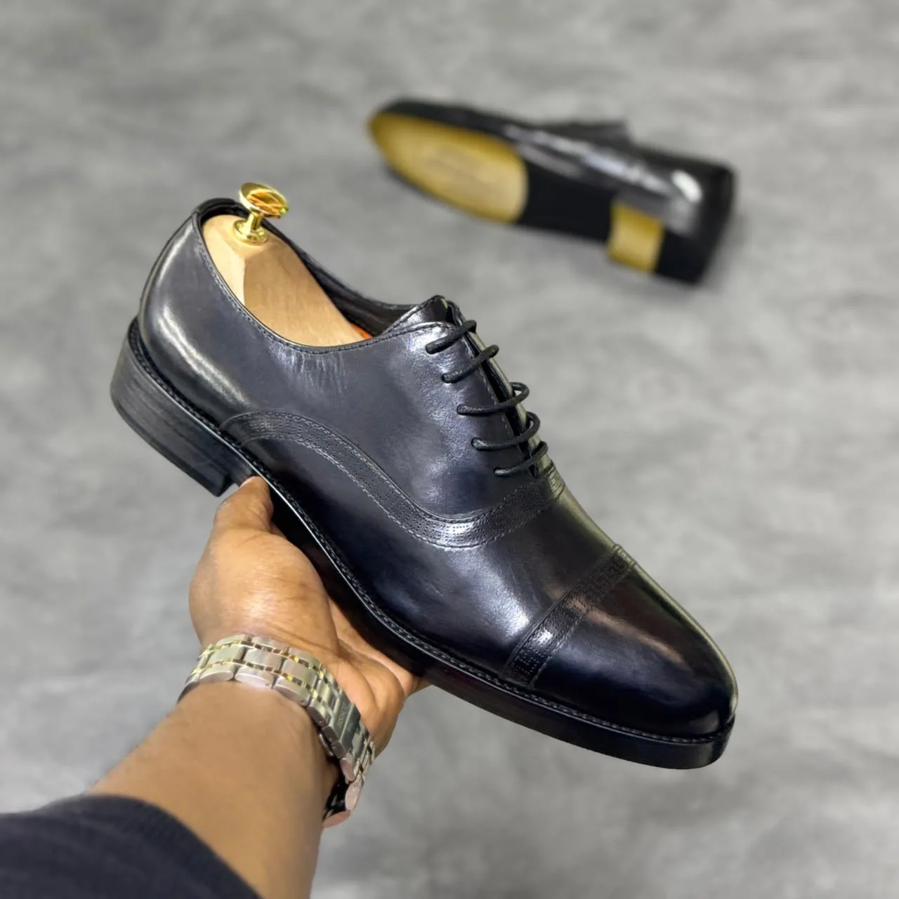 John Foster Smooth Cap-Toe Oxford Shoes