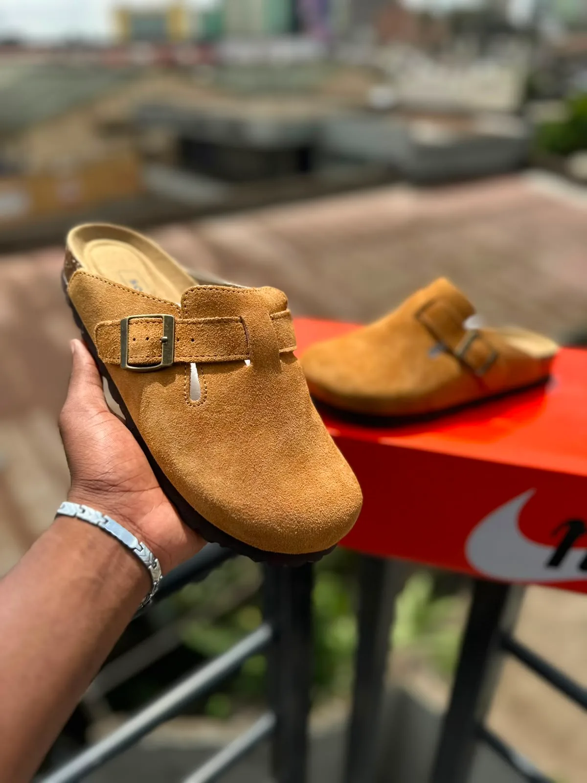 Classic Plain Suede Clogs - Tan