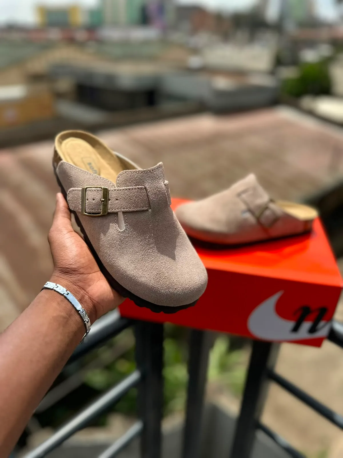 Classic Plain Suede Clogs - Taupe
