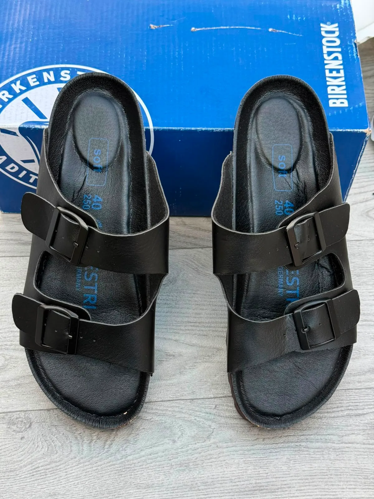 Classic Two-Strap Buckle Sandals - Solid Black