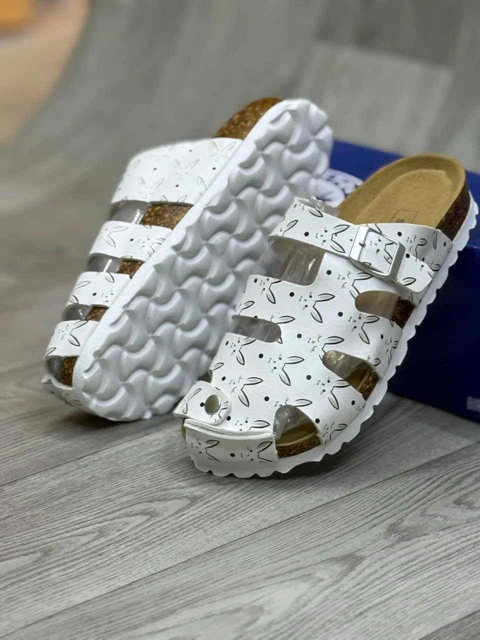 Minimalist Bunny Graphic Caged Sandals