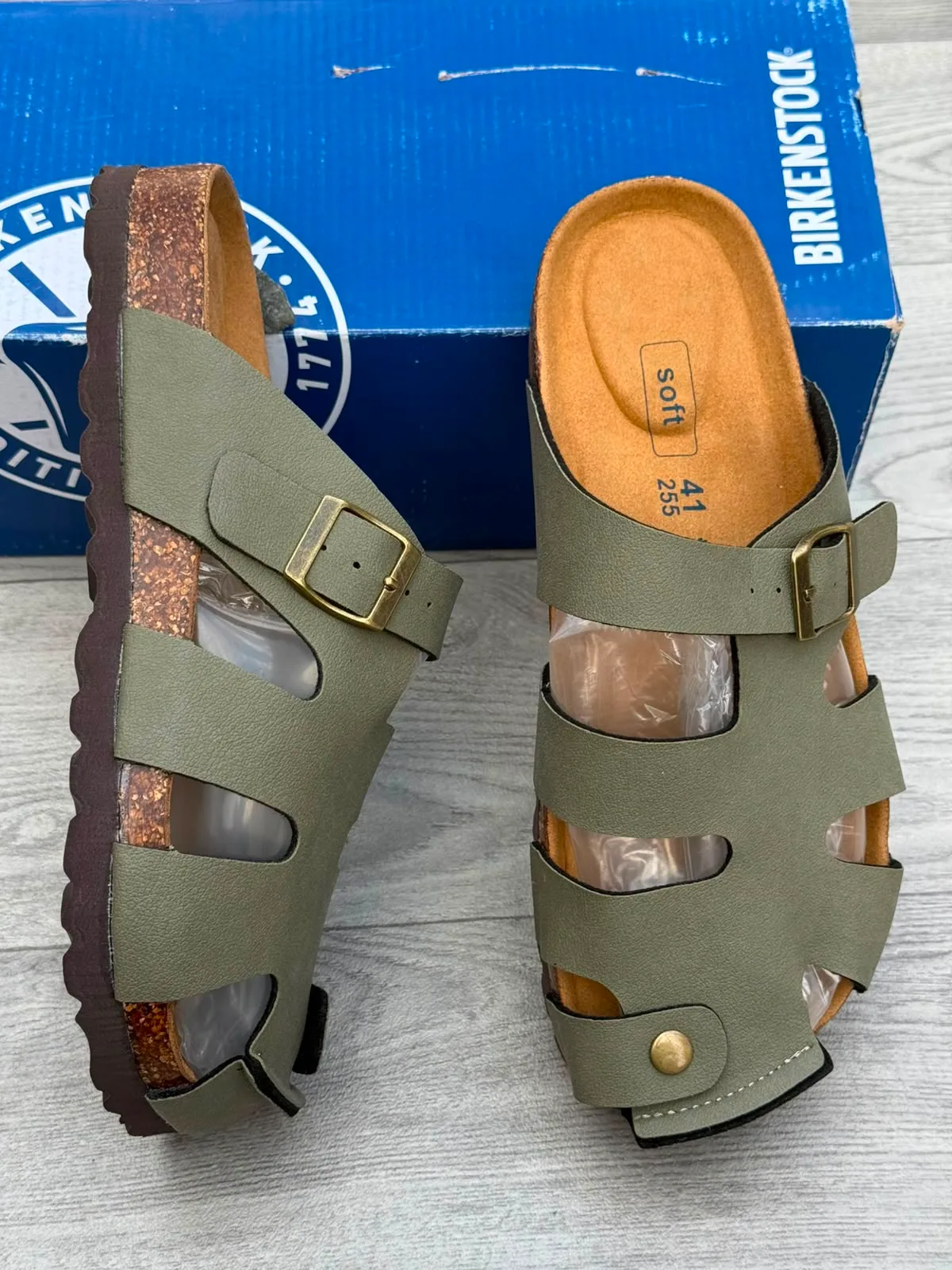 Olive Green Caged Strapped Sandals