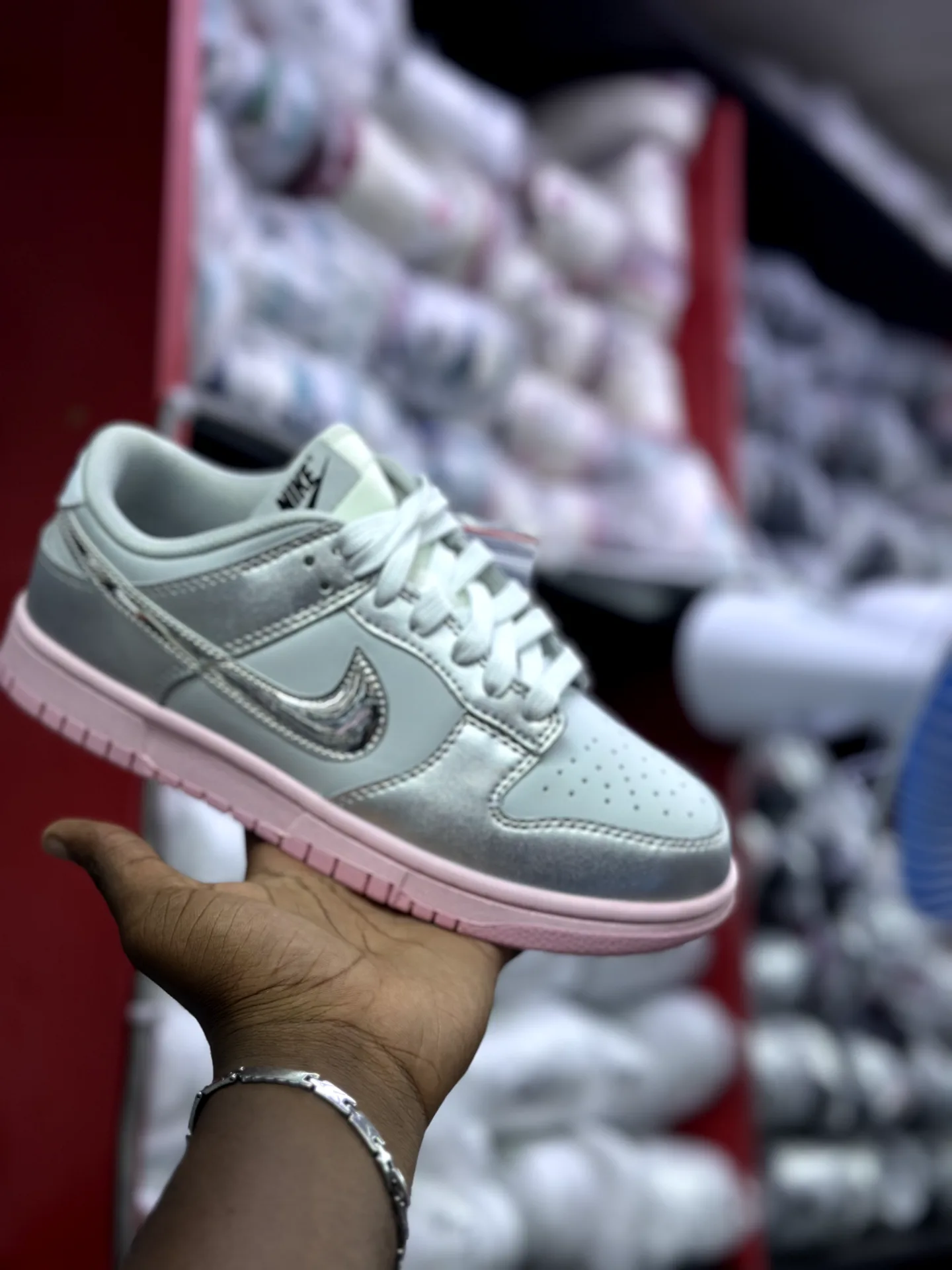 Nike Dunk Low "Metallic Silver & Soft Pink"