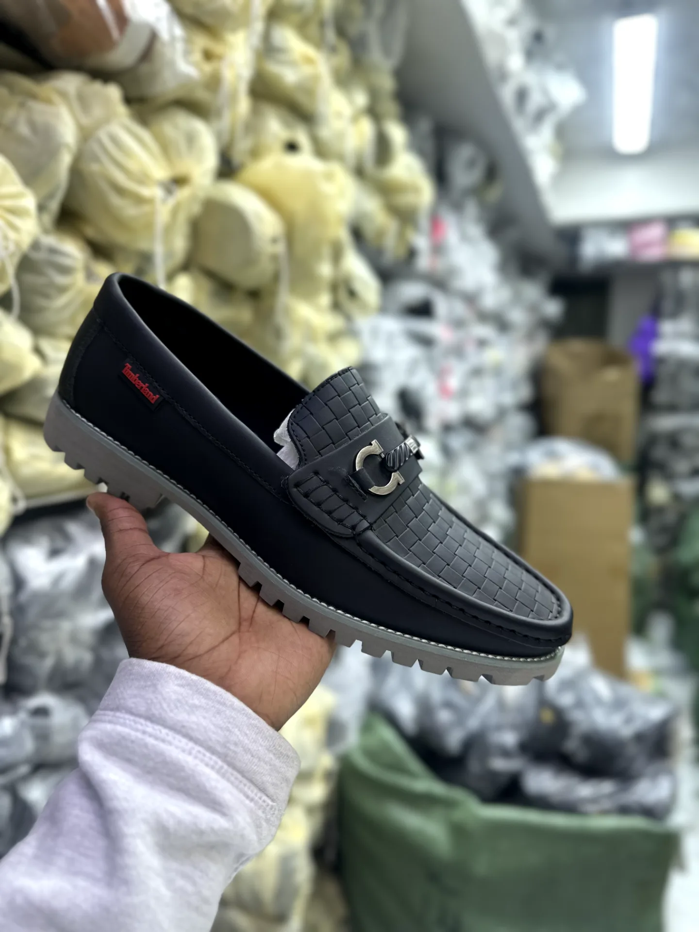 Timberland Men's Basketweave Loafers "Black with Silver Bit"