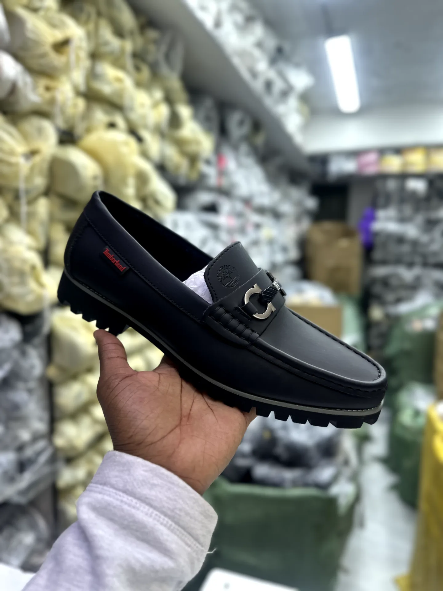 Timberland Men's Leather Loafers "Black with Silver Gancini Bit"