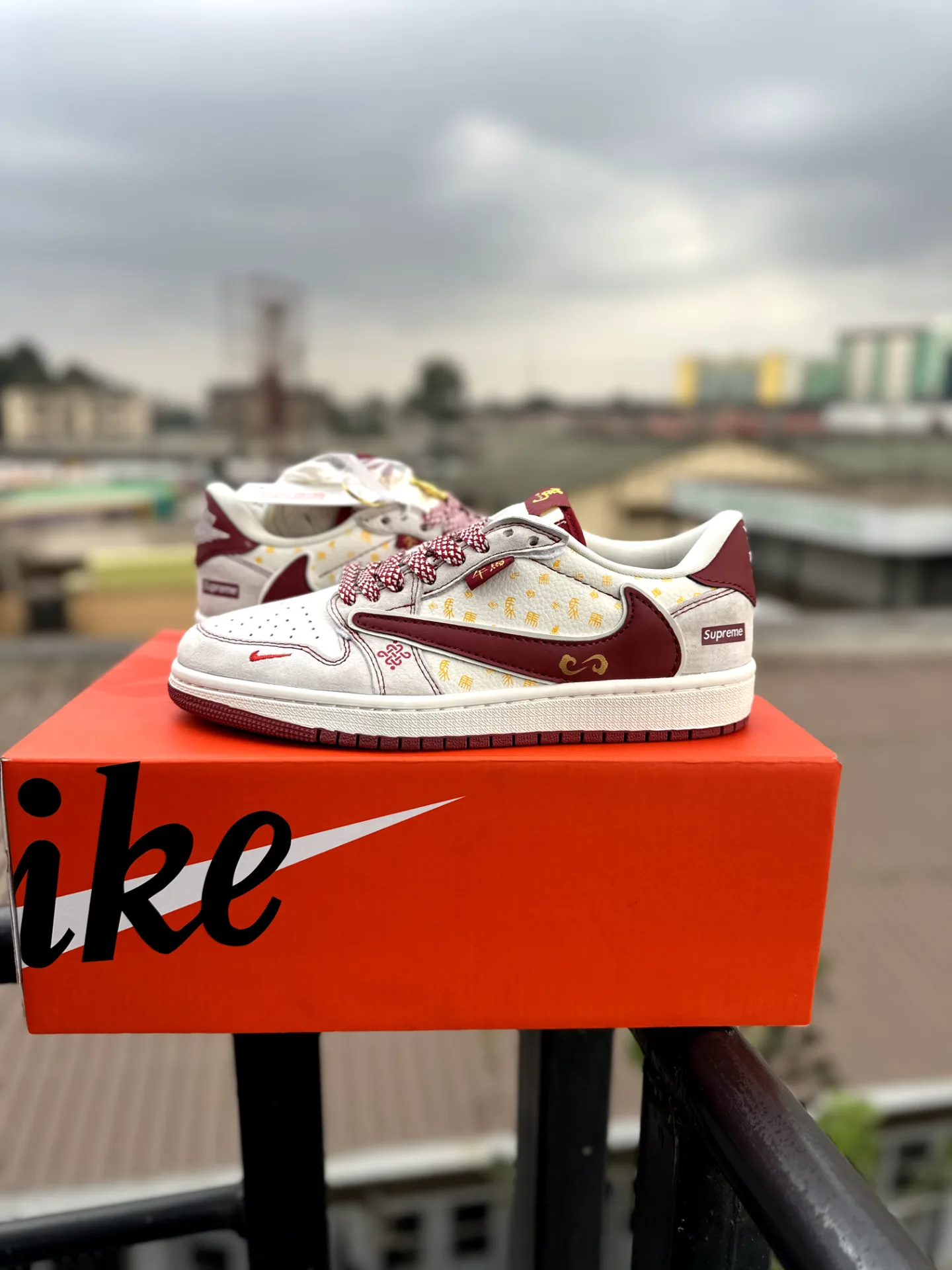Supreme x Air Jordan 1 Low "Year of the Horse Cream & Maroon"