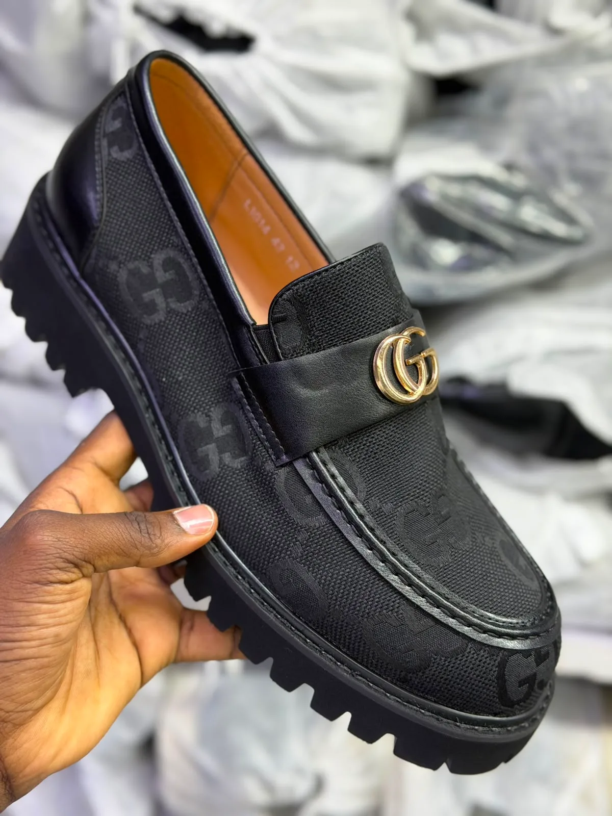 Gucci GG Monogram Chunky Lug-Sole Loafers