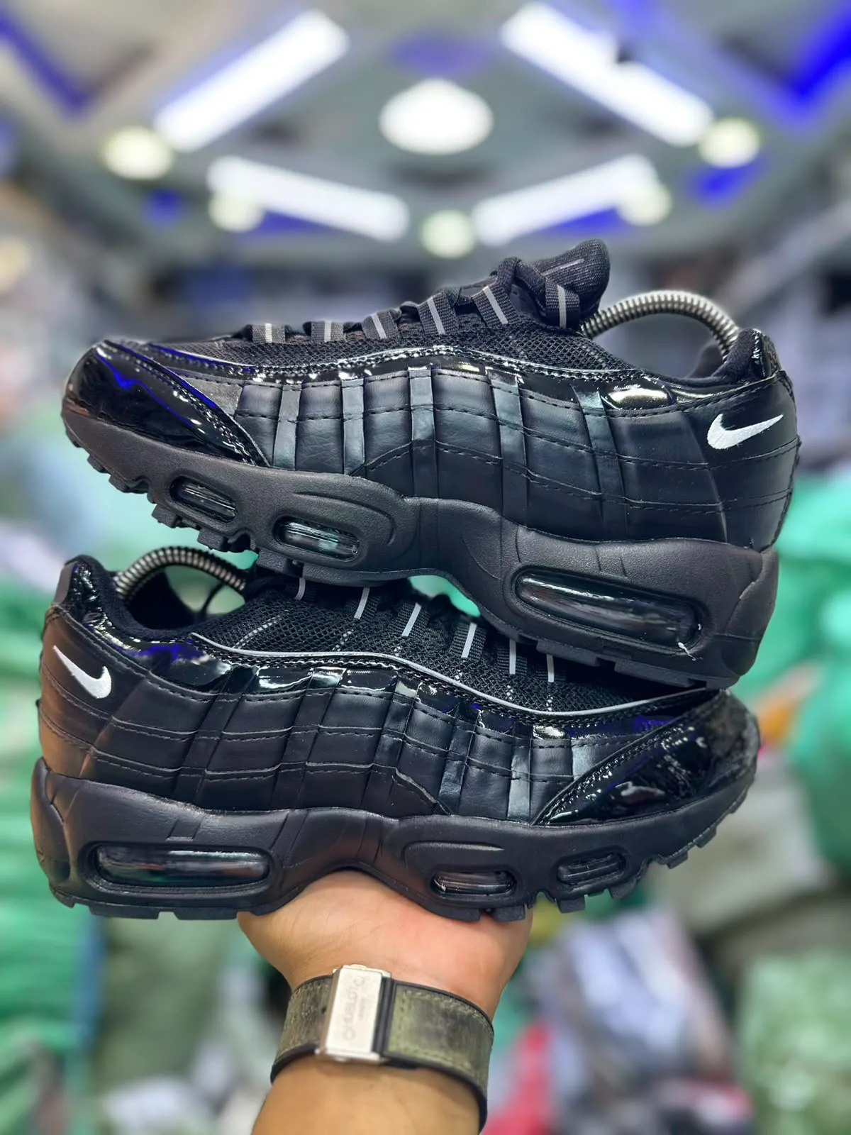 Nike Air Max 95 "Triple Black Patent / Leather" - View 1