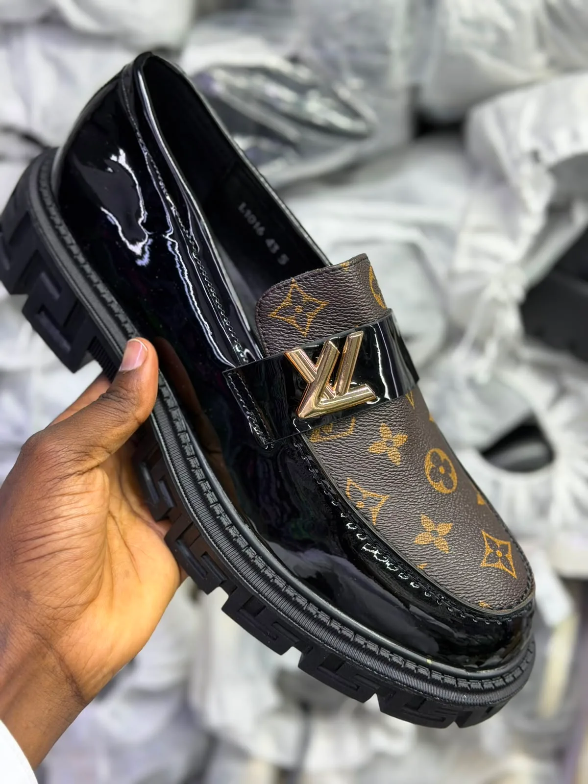 Louis Vuitton Monogram Patent Lug-Sole Loafers