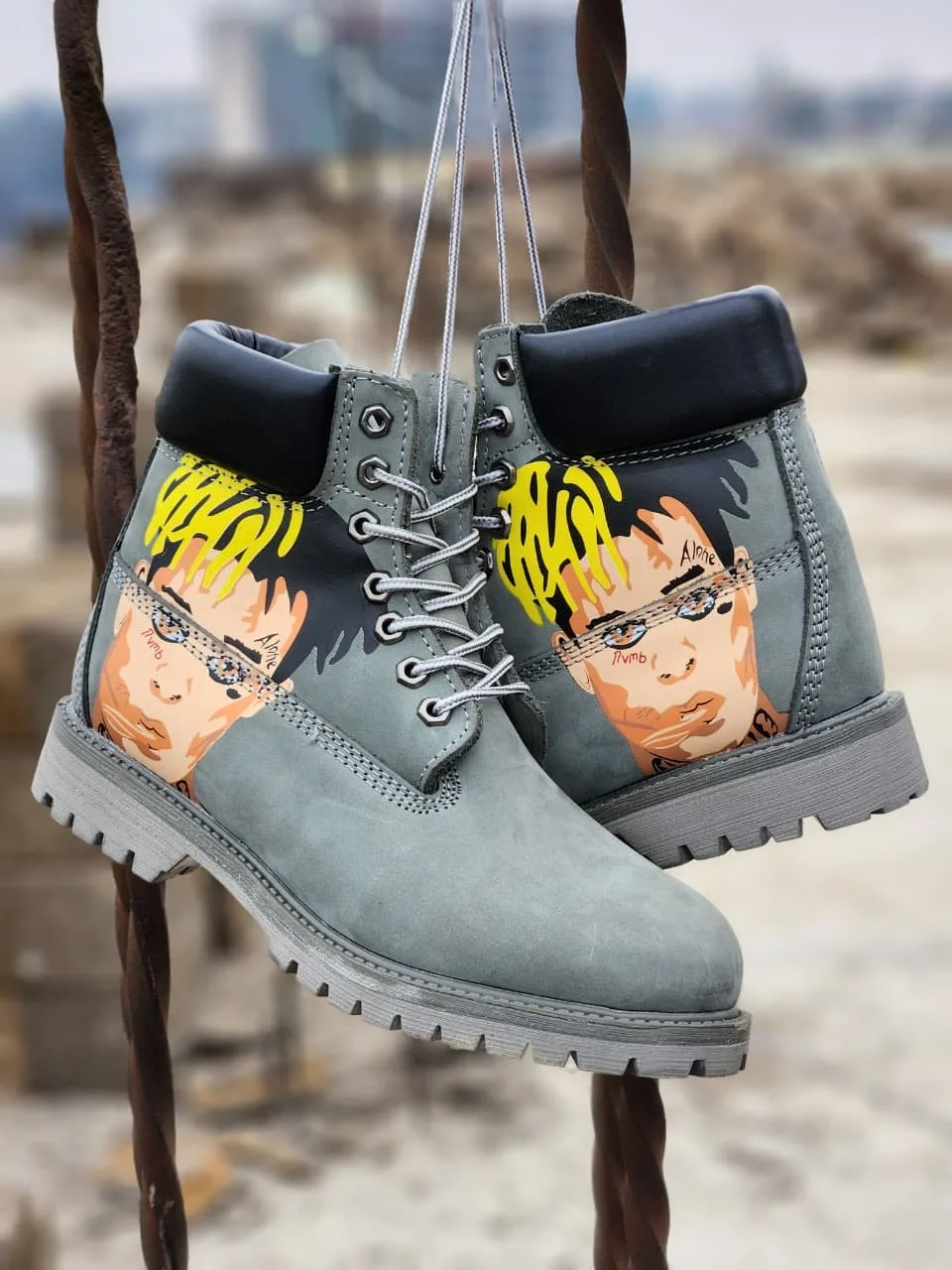 6 inch premium leather timberland Boots  grey - Detail View Kenya