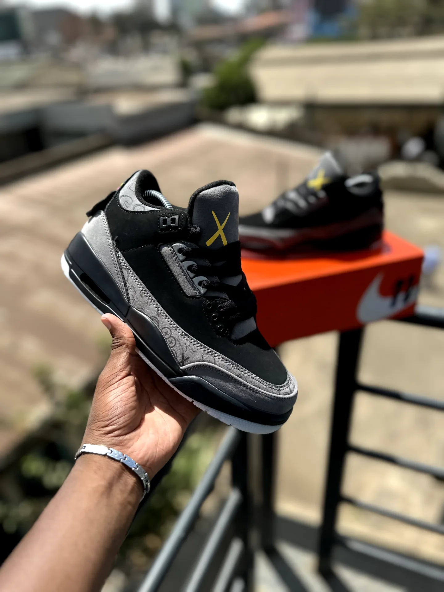 Kaws X Air Jorda 3 Black/Grey original - Detail View Kenya