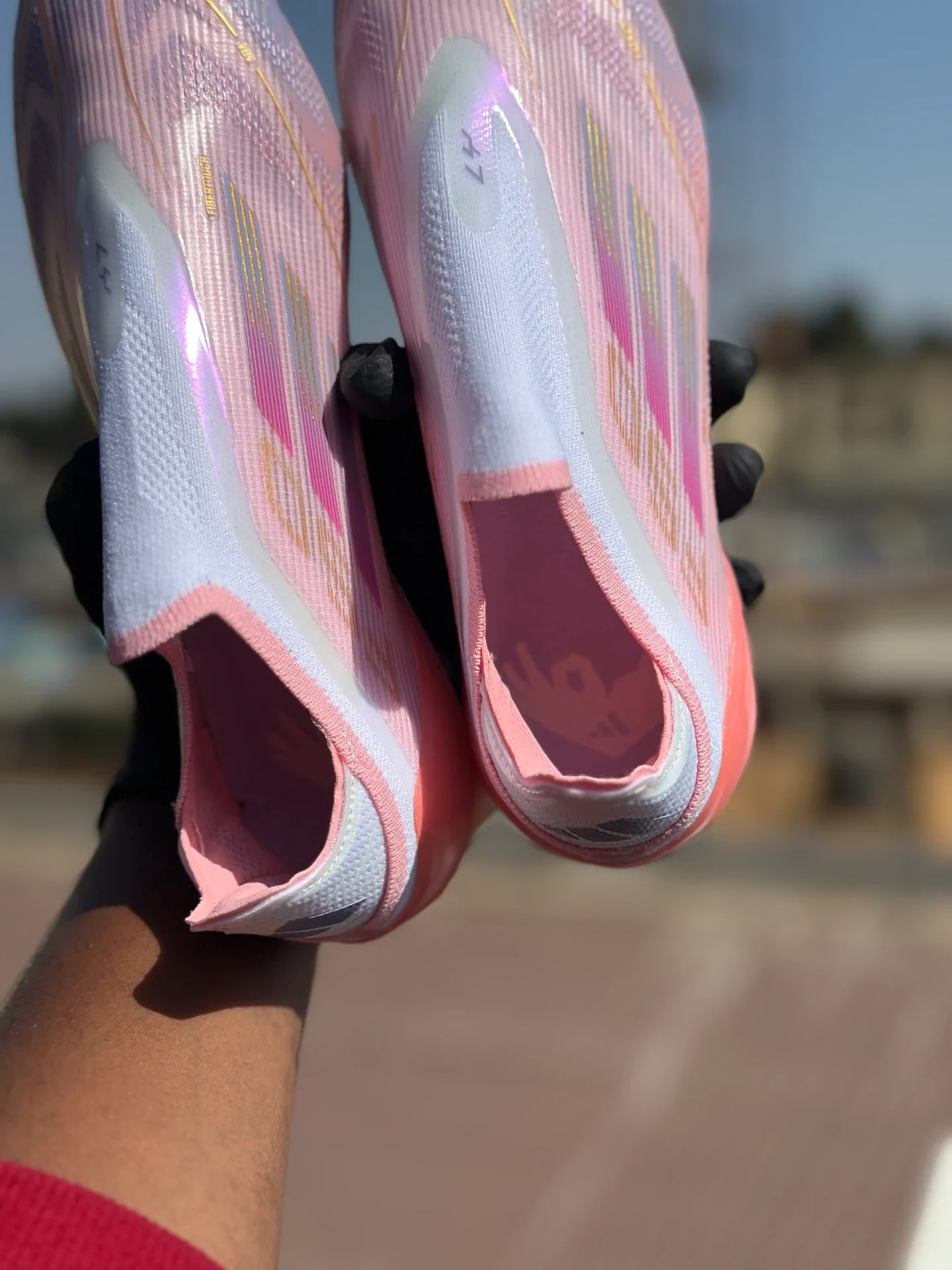 Adidas F50 x Lamine Yamal pink Laceless Cleats original - Detail View Kenya