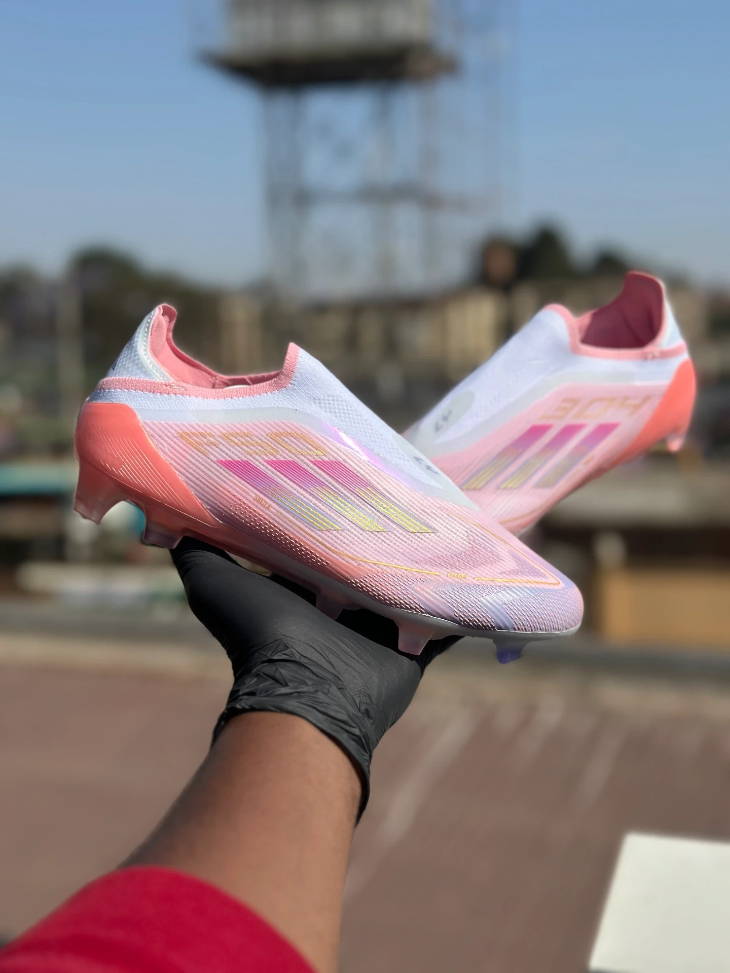 Adidas F50 x Lamine Yamal pink Laceless Cleats original - Detail View Kenya