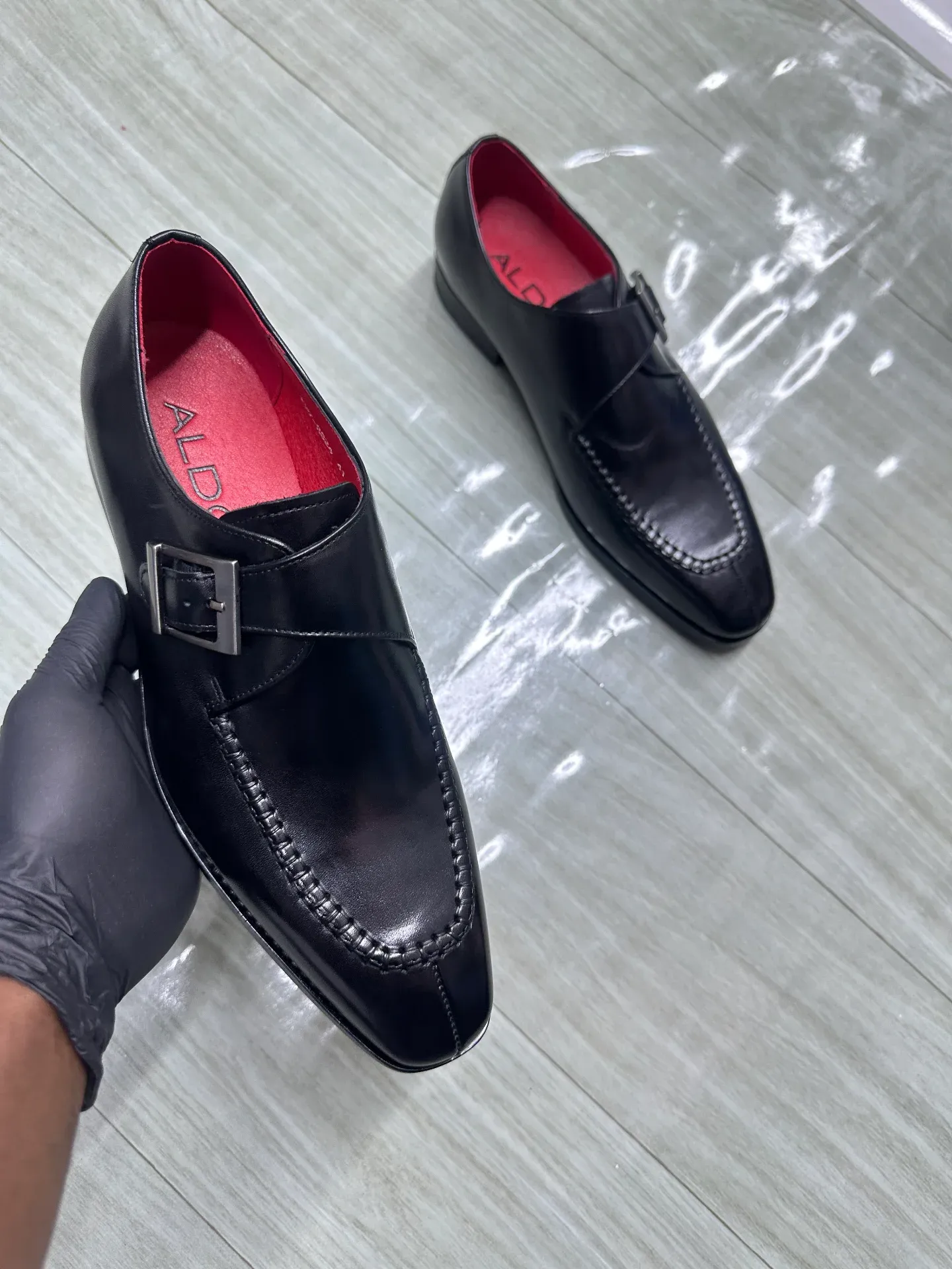 Single Strap Monk Red Bottom Pure Leather Officials original - Detail View Kenya