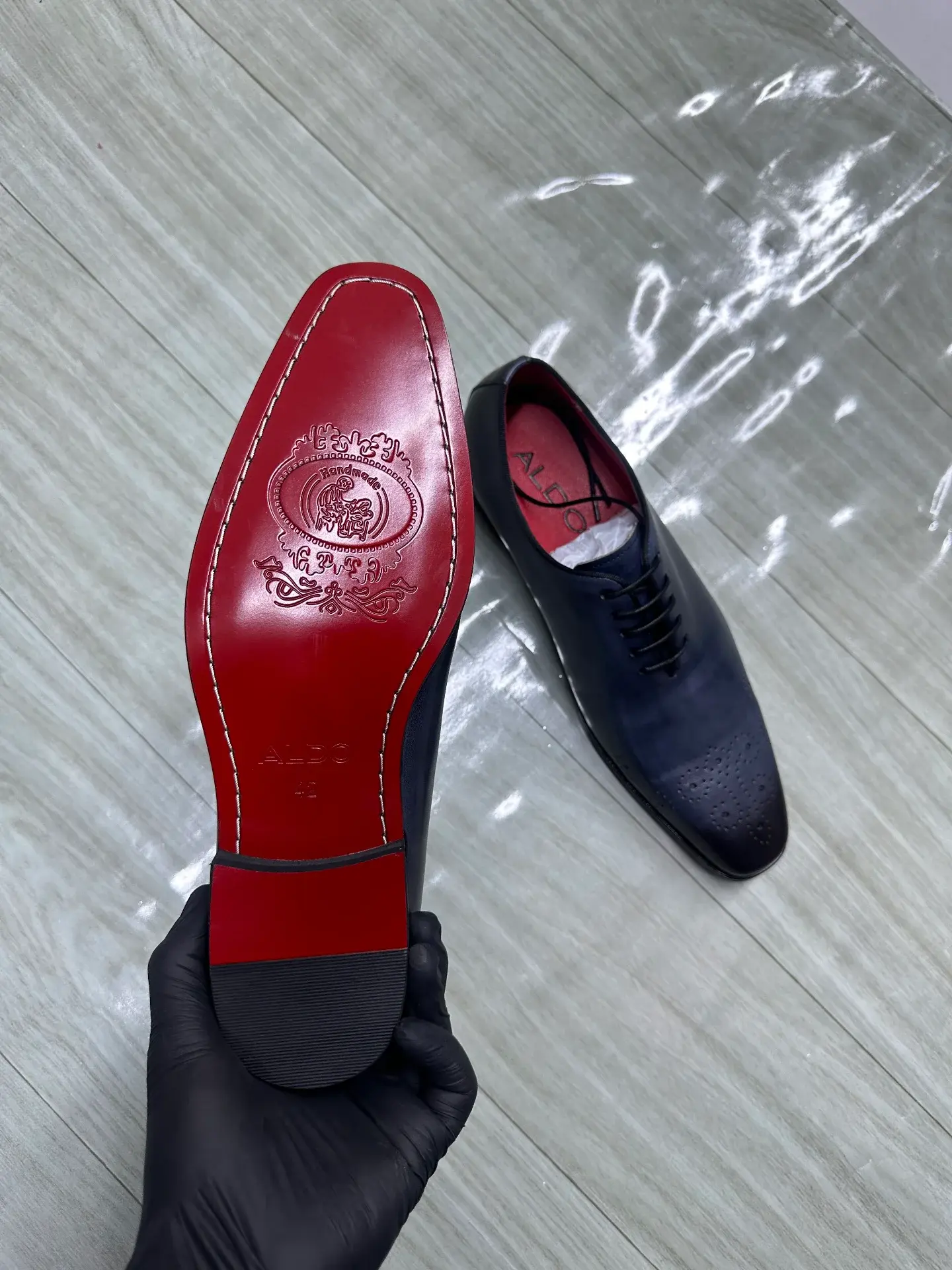 Red Bottom - Navy blue leather oxford officials original - Detail View Kenya