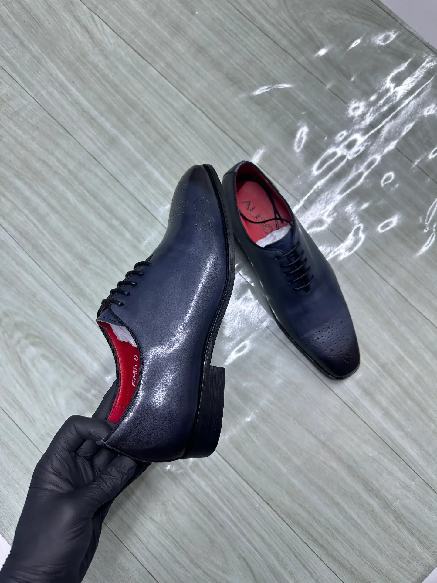 Red Bottom - Navy blue leather oxford officials original - Detail View Kenya