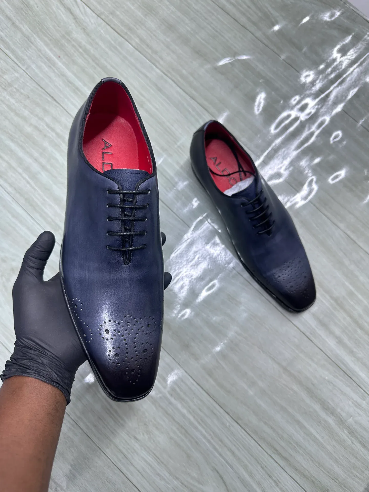 Red Bottom - Navy blue leather oxford officials original - Detail View Kenya