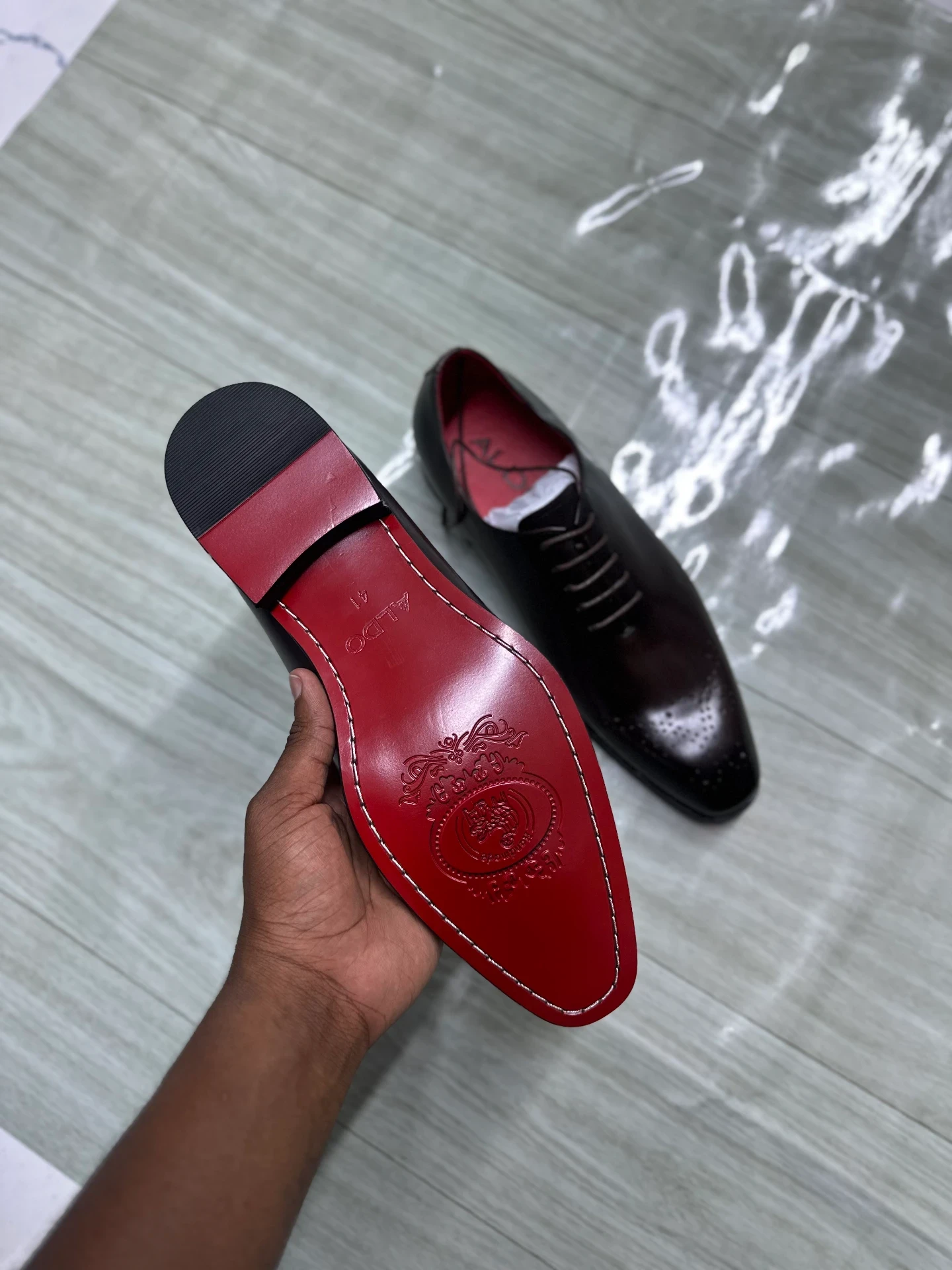 Red Bottoms black oxford dress shoes original - Detail View Kenya