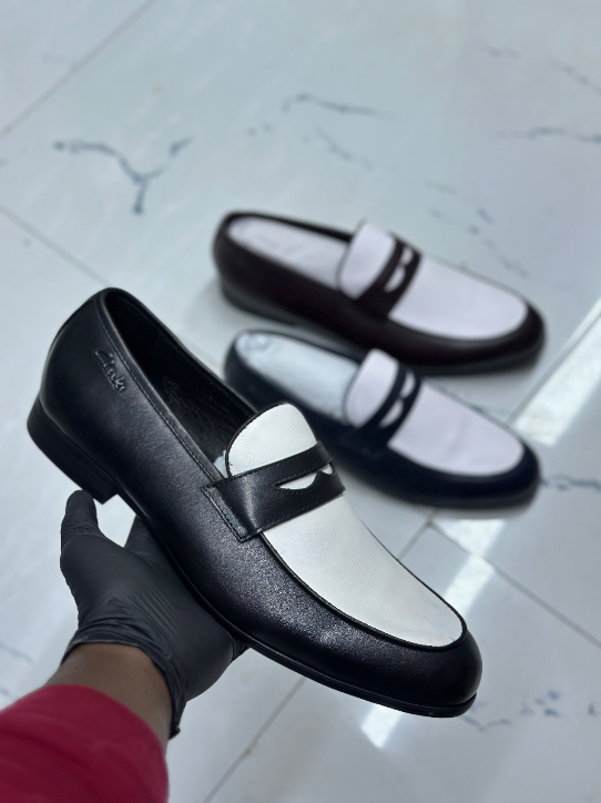 Clarks Two Tone leather Loafers (black) - Current Price in Kenya