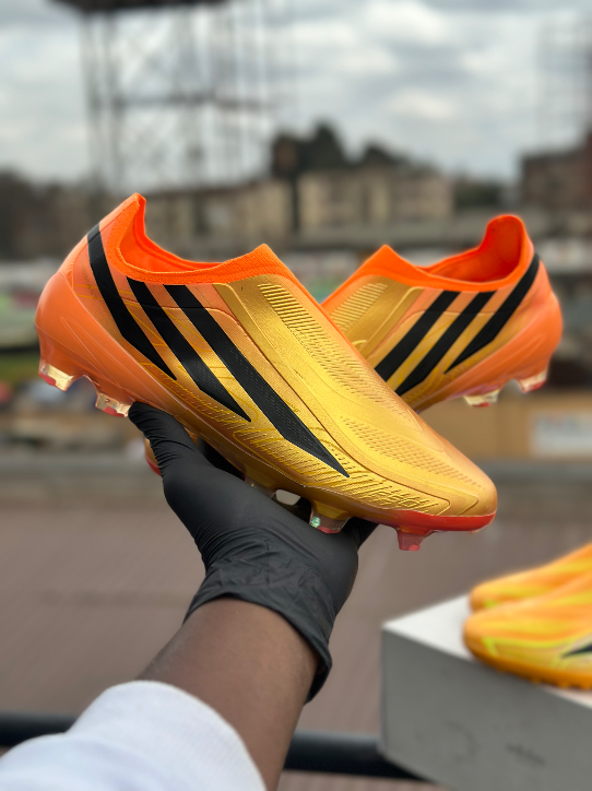 Adidas F50 Hyperfast Elite Laceless FG Solar Gold colourway original - Detail View Kenya
